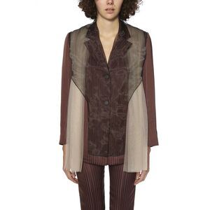 QUETSCHE Women's Pinstripe Deconstructed Blazer Women BORDEAUX Coats & Jackets